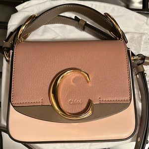 Chloe Mini C Shoulder / Cross body in pink/brown color